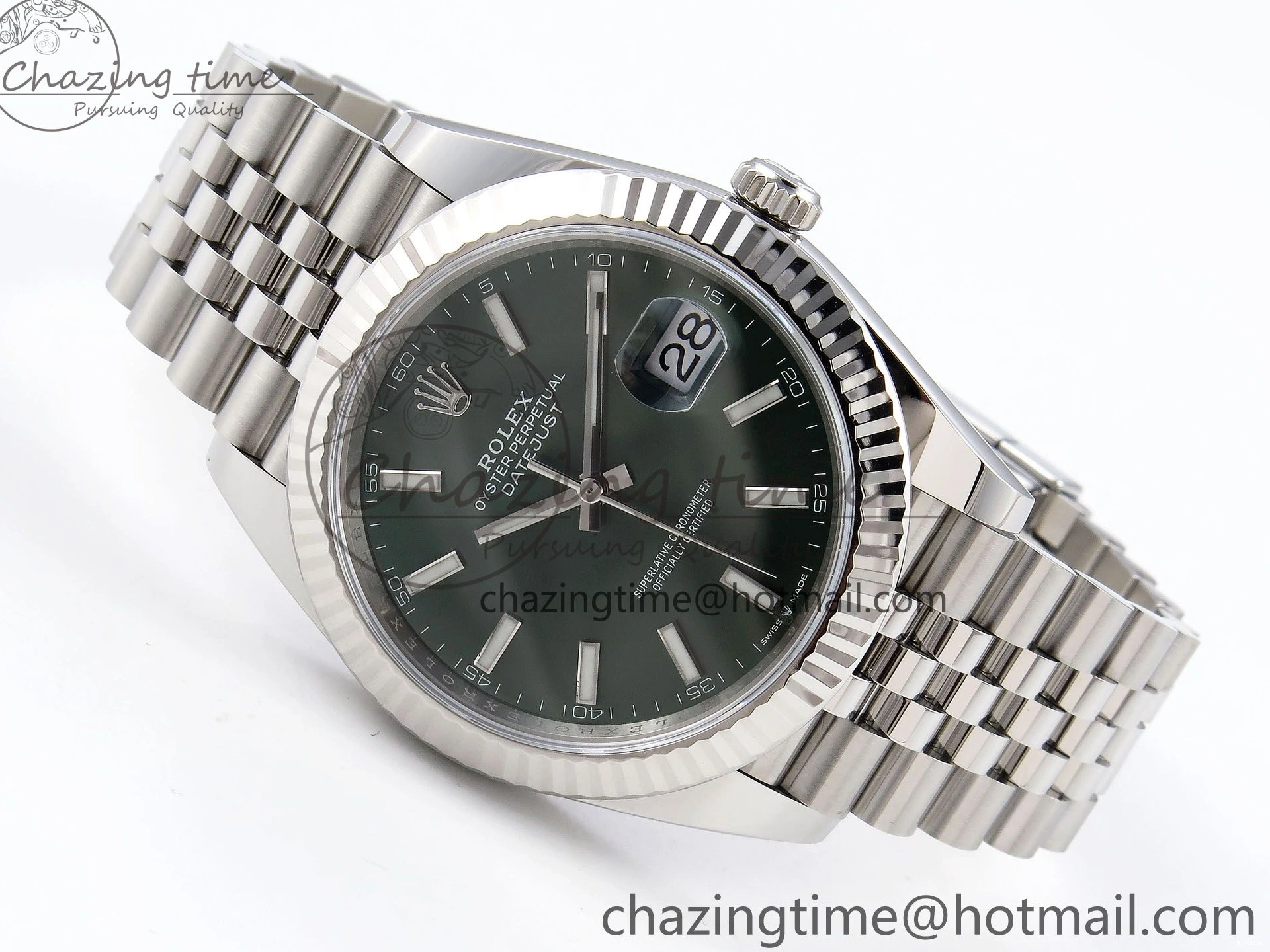 MiroTime 0305 TopPick DateJust 41 126334 C+F 1:1 Best Edition 904L Steel Green Dial on SS Jubilee Bracelet VR 1392